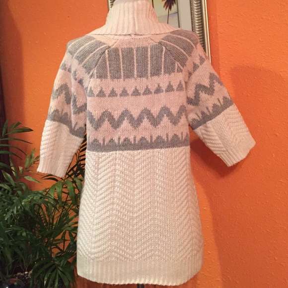 Old Navy Cream and Gray Shawl Collar Button Sweater Cardigan - Picture 3 of 4